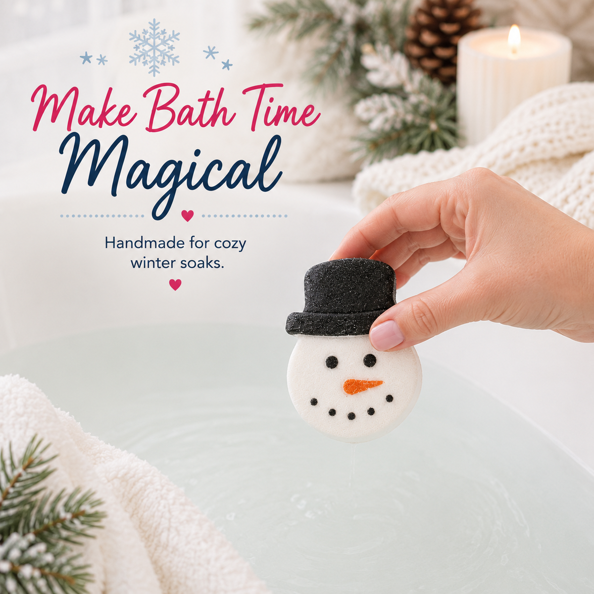 Snowman Bath Bomb, Holiday Kids, Christmas Bath Bomb