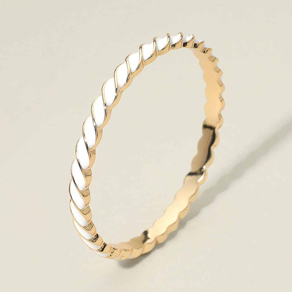 Enamel Inlay Twisted Hinged Bangle Bracelet: Gold,Light Blue