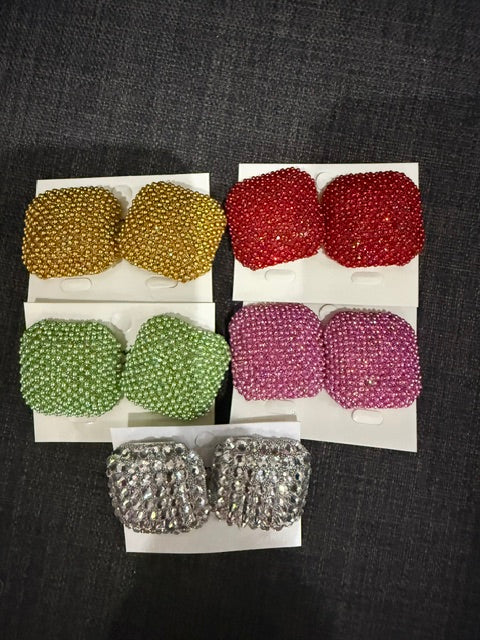 Pearl Square Button Earrings