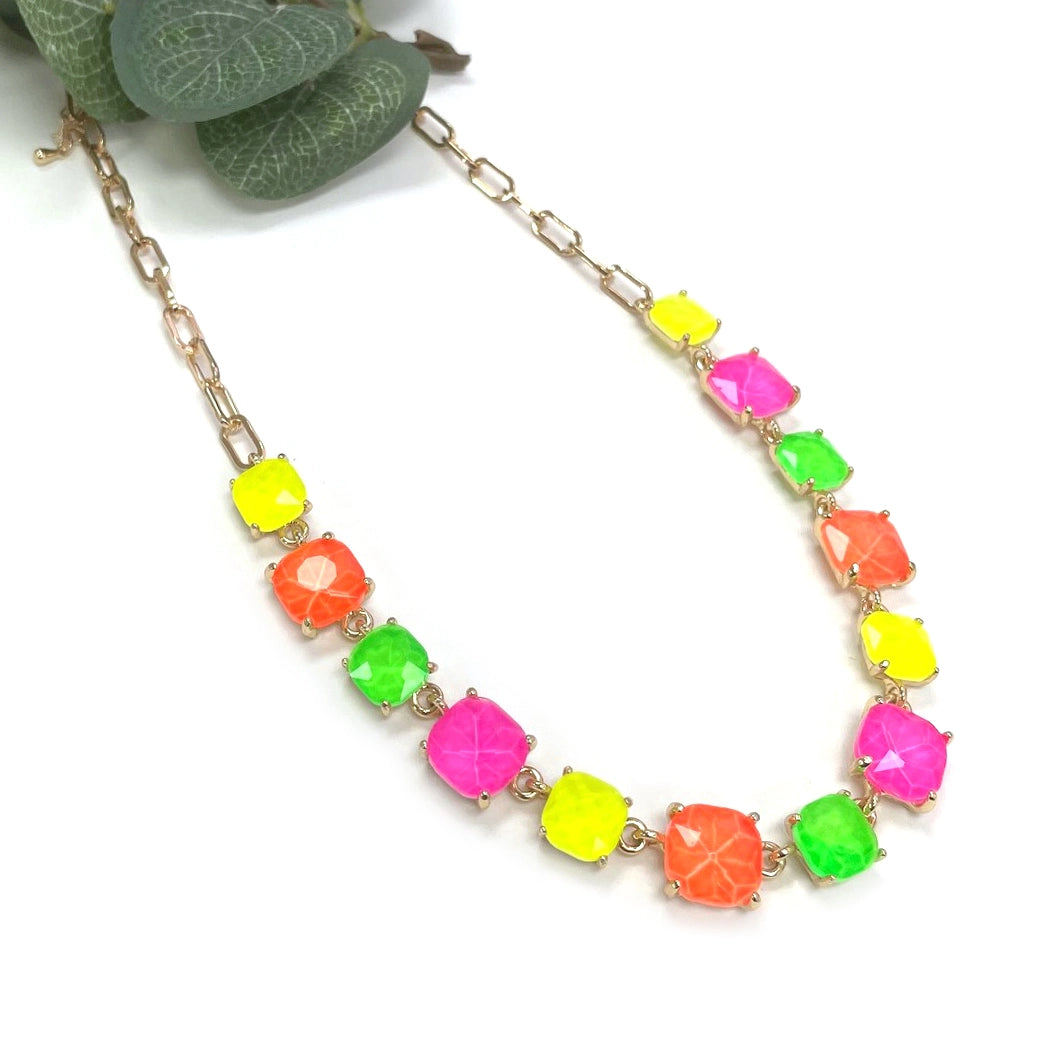Cushion Square Stone Necklace