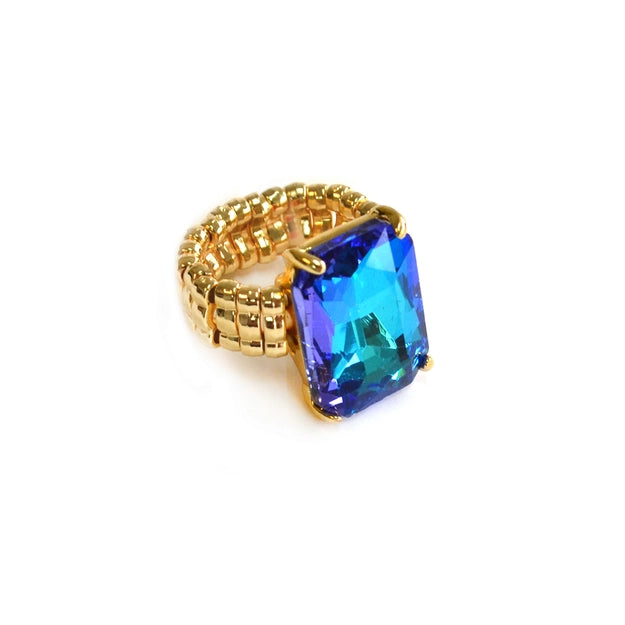 Rectangular Glass Adjustable Ring