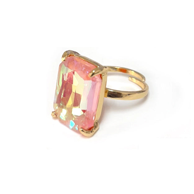 Modern Classic Rectangular Glass Ring