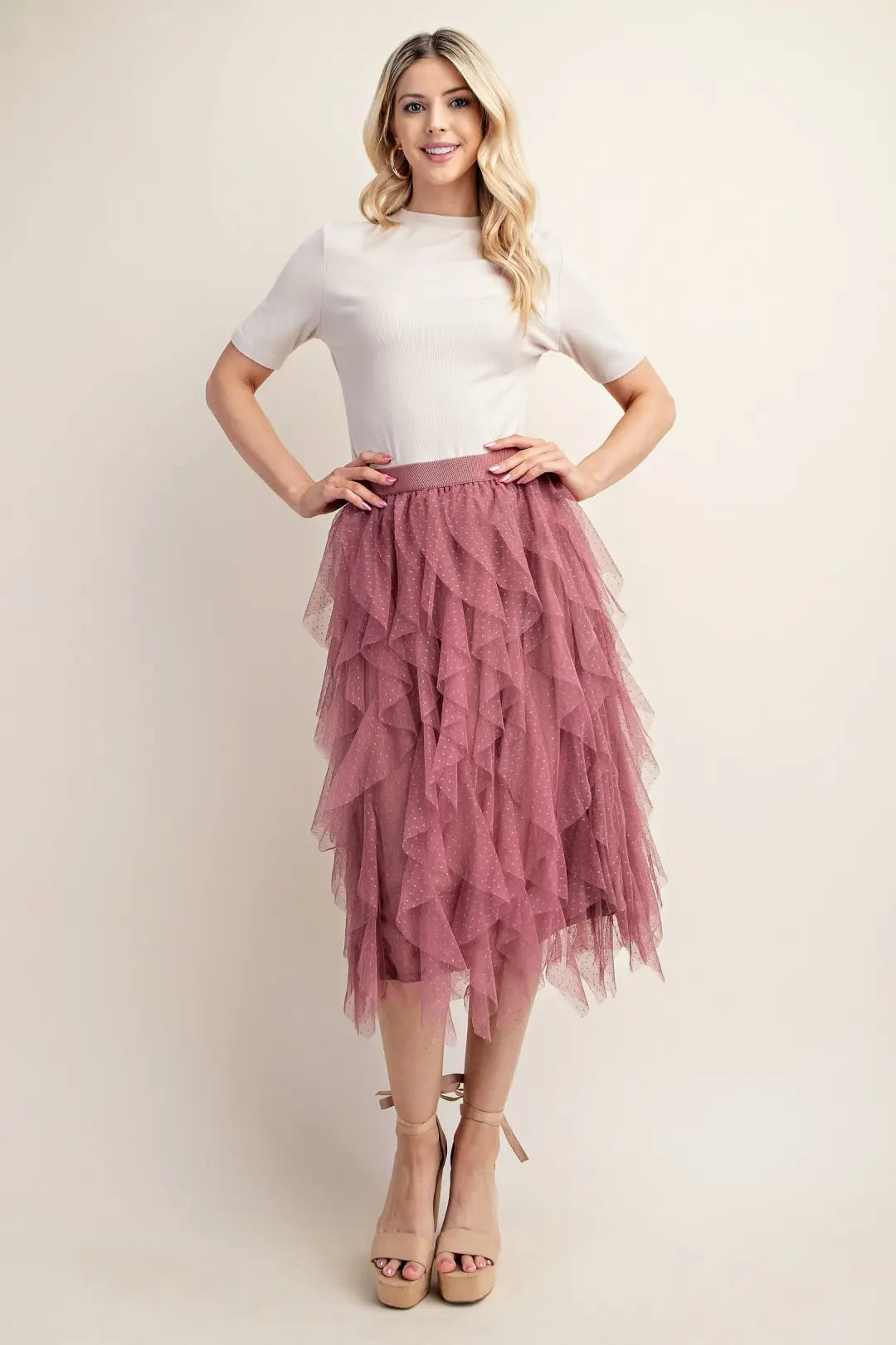 GiGiO Ruffled Tulle Skirt Rose