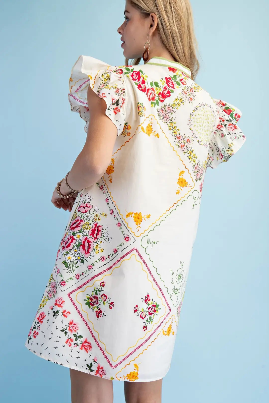 GiGiO Floral Print Button Down Dress Blush
