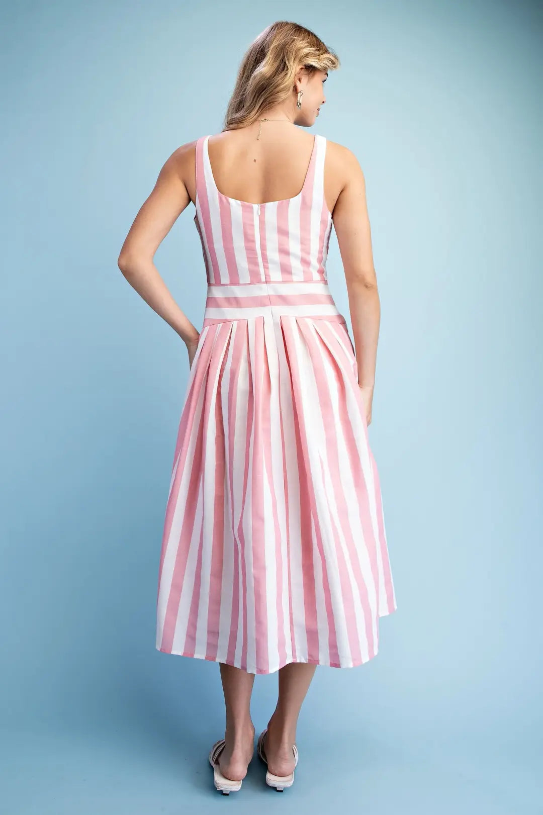 GiGiO Striped Wide Waistband Dress Pink