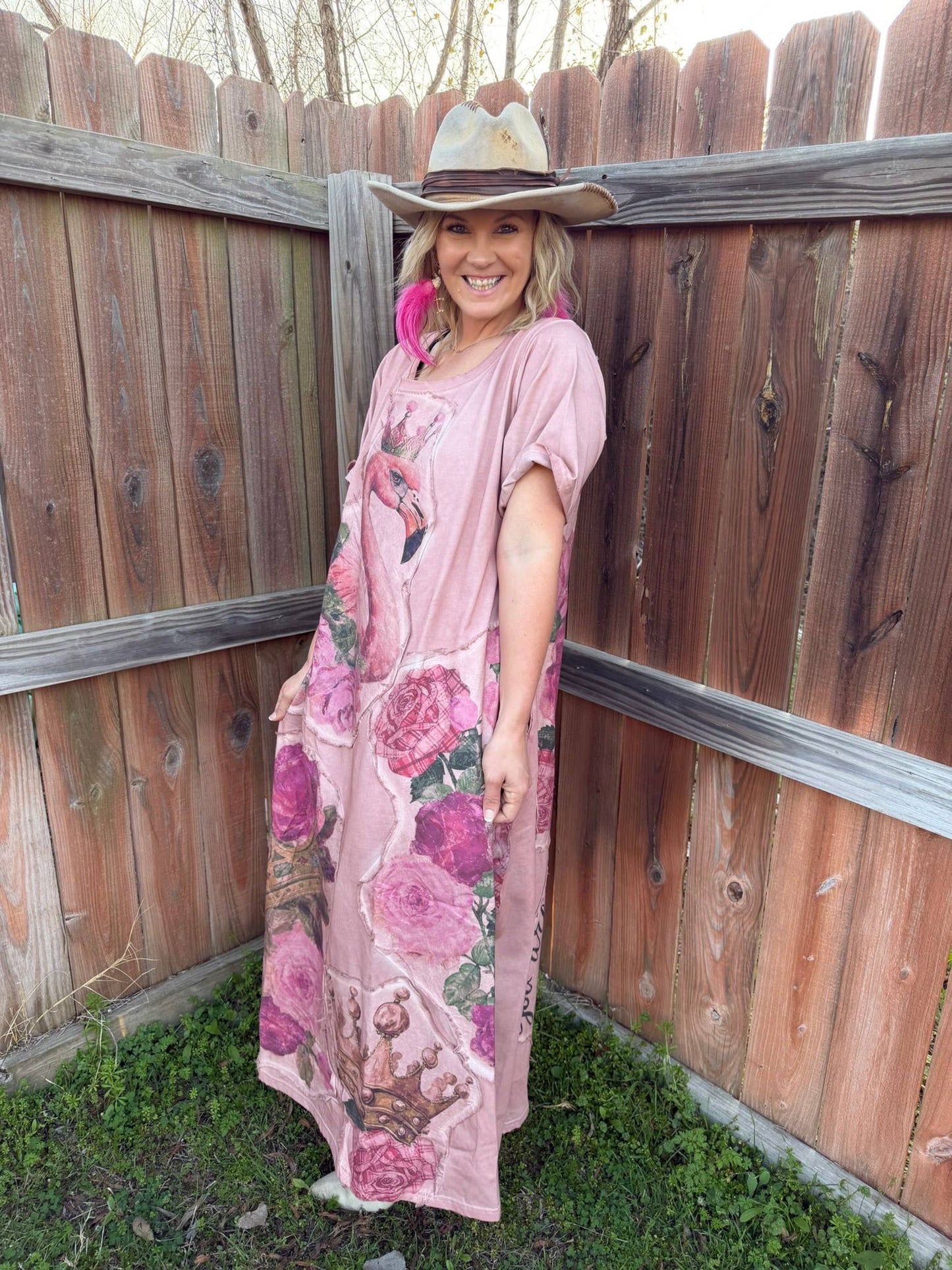 Pink Flamingo T-shirt Dress