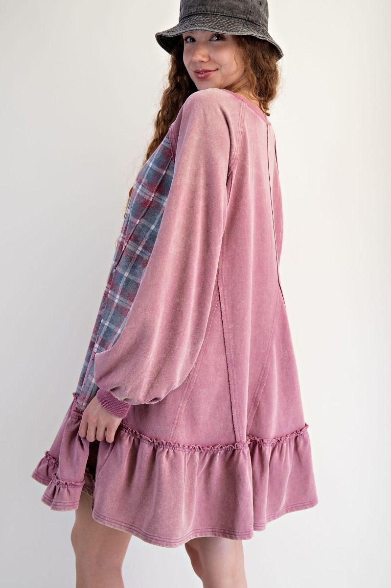 PLAID TERRY DRESS