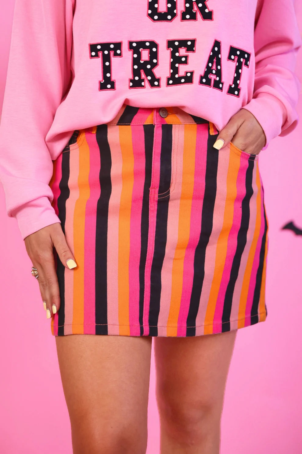 Boo Stripes Denim Skirt