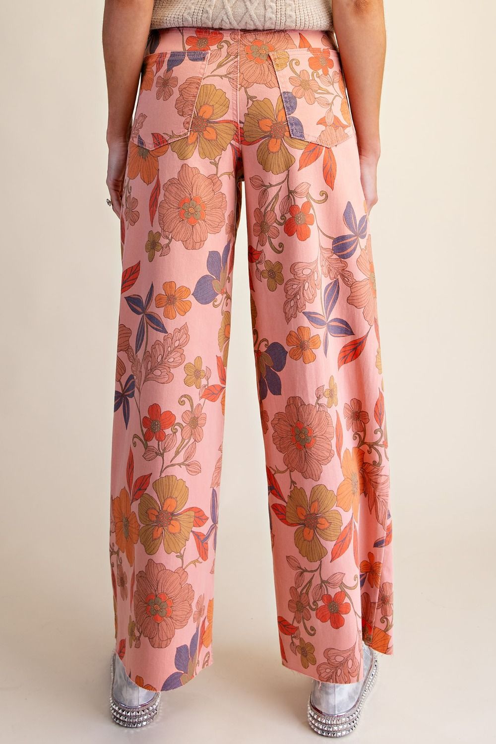 FLORAL PRINT TWILL PANTS