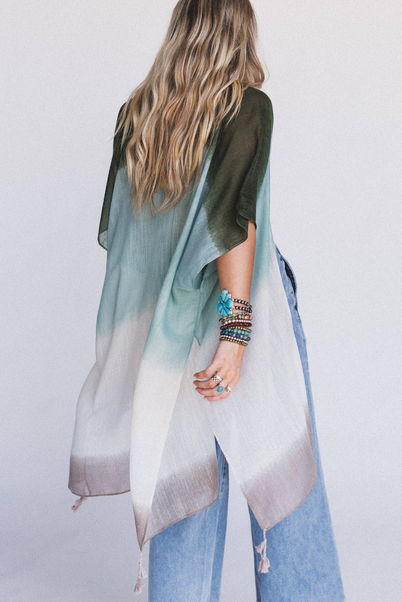 Sienna Soul Ombre Kimono - Sage: Green / OS