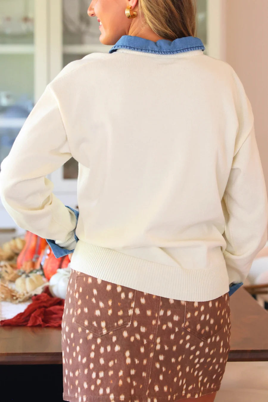Denim Trim Sweater