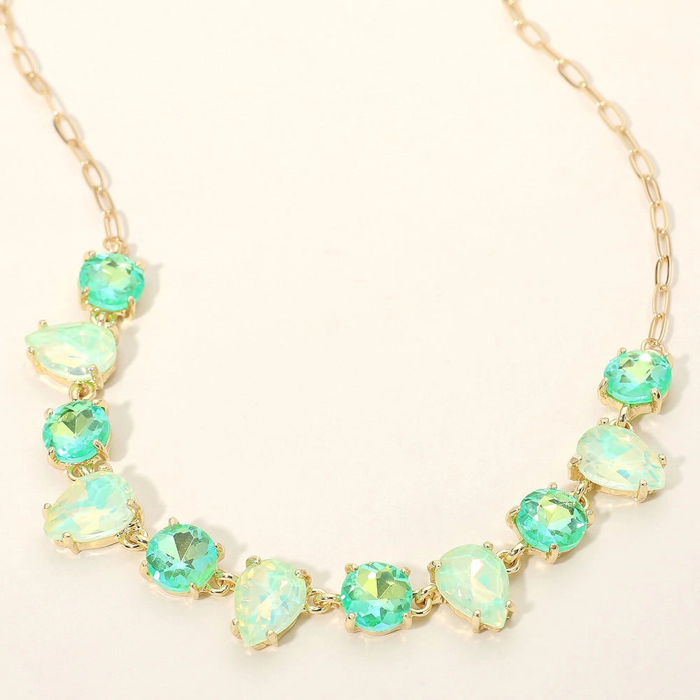Cushion Teardrop And Round Necklace
