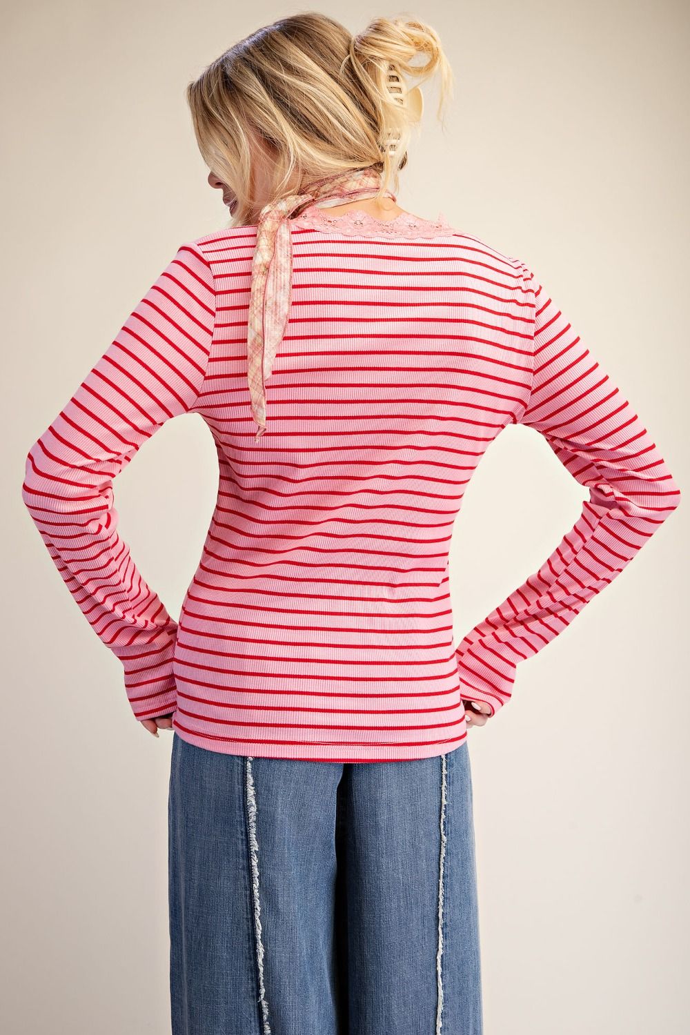 STRIPE RIB KNIT TOP