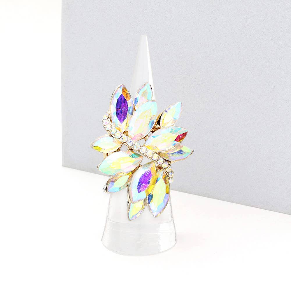 Marquise Crystal Cluster Stretch Ring: Vitrail Medium