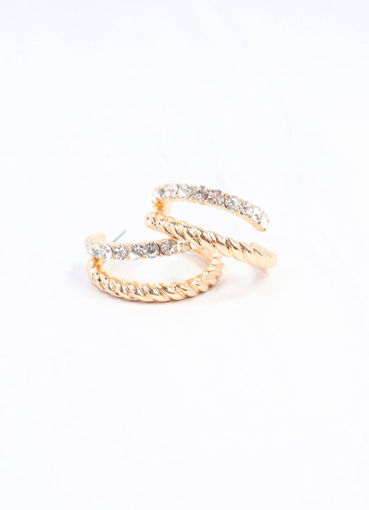 Kissner CZ Double Hoop Earring Gold: Default