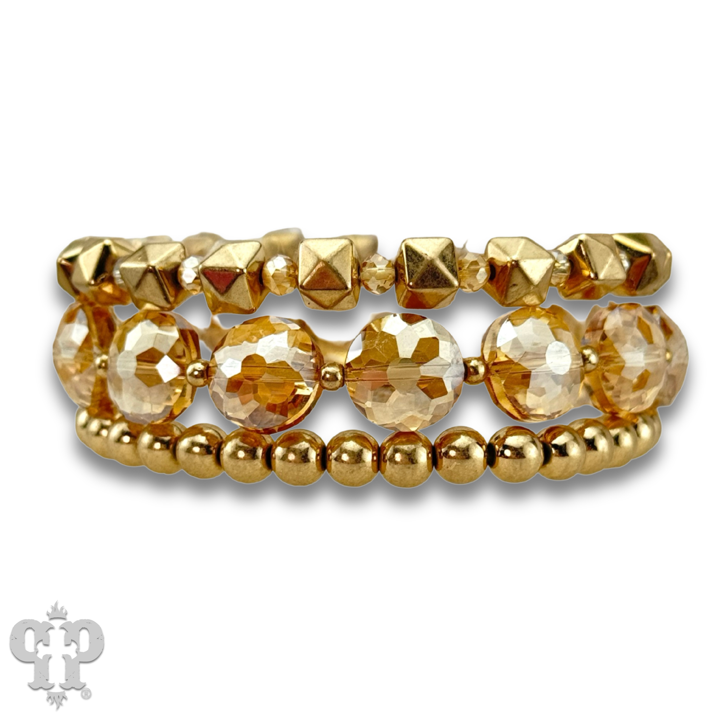 Gold and champagne bead bracelet - LC: Gold