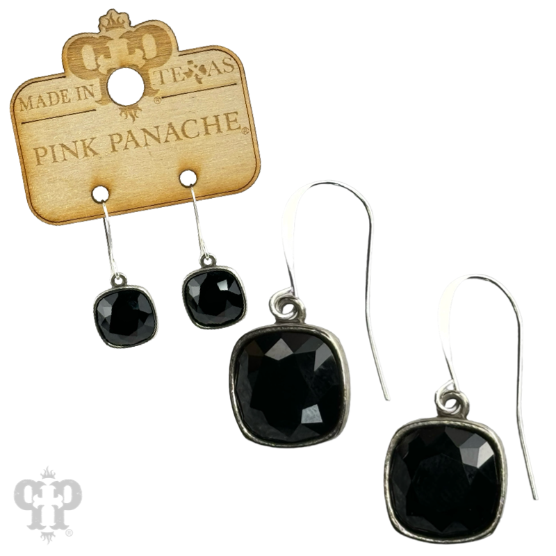 Austrian square crystal hook earring, 12mm: Clear/Bronze