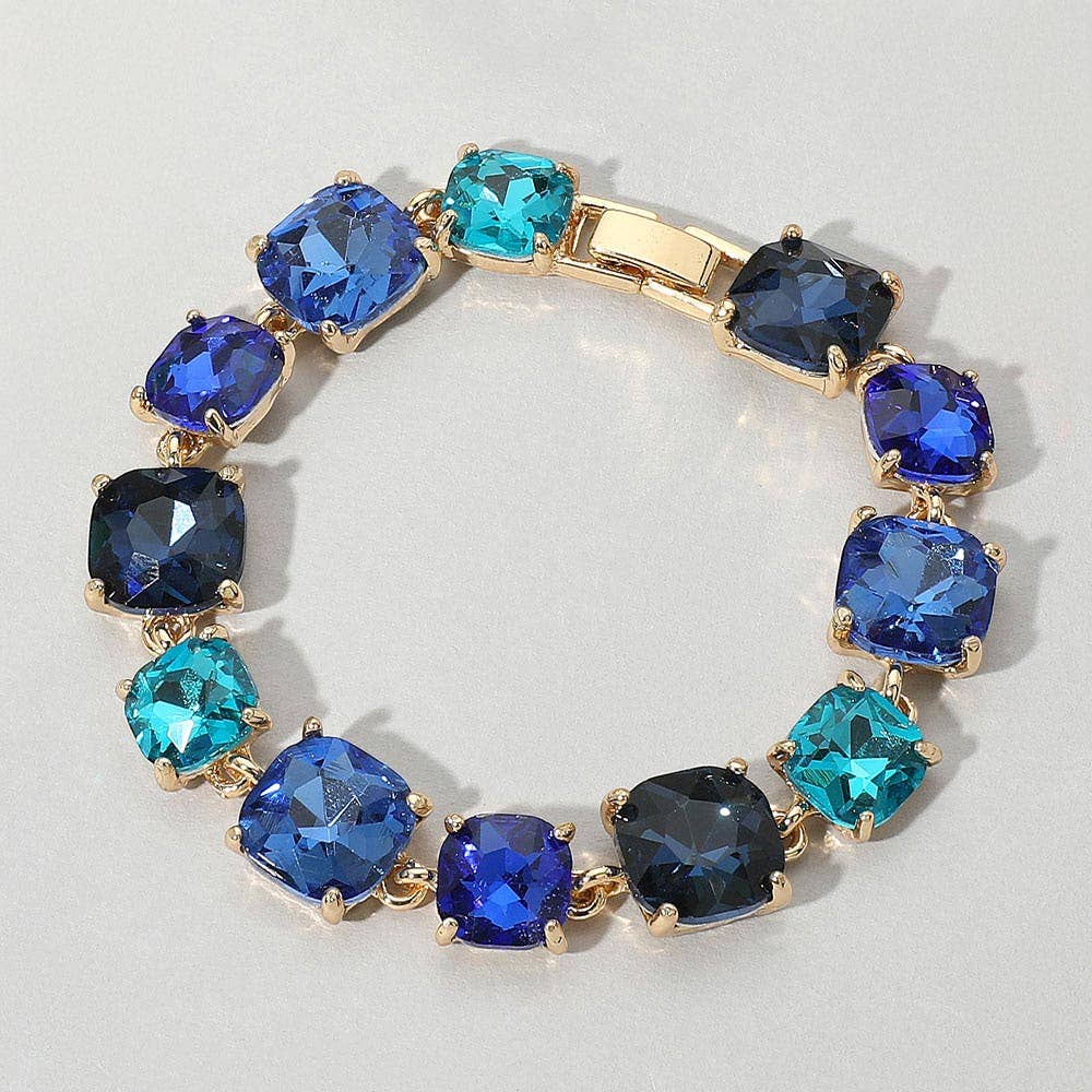 Cushion Square Stone Link Evening Bracelet: S-CL