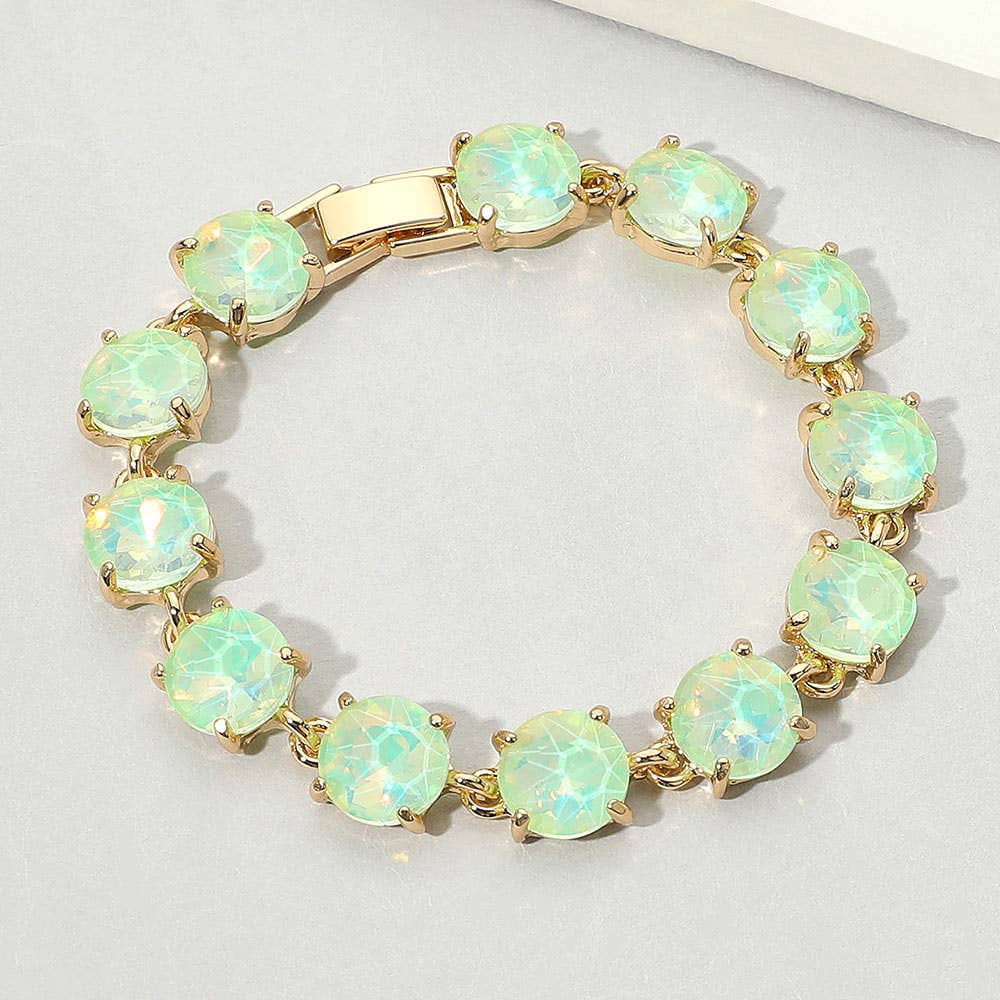 American USA Round Stone Link Evening Bracelet: AB,Multi