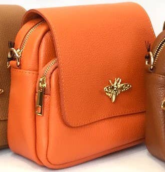 Bumble Bee Leather Crossbody  Bag JIJOU CAPRI: RED