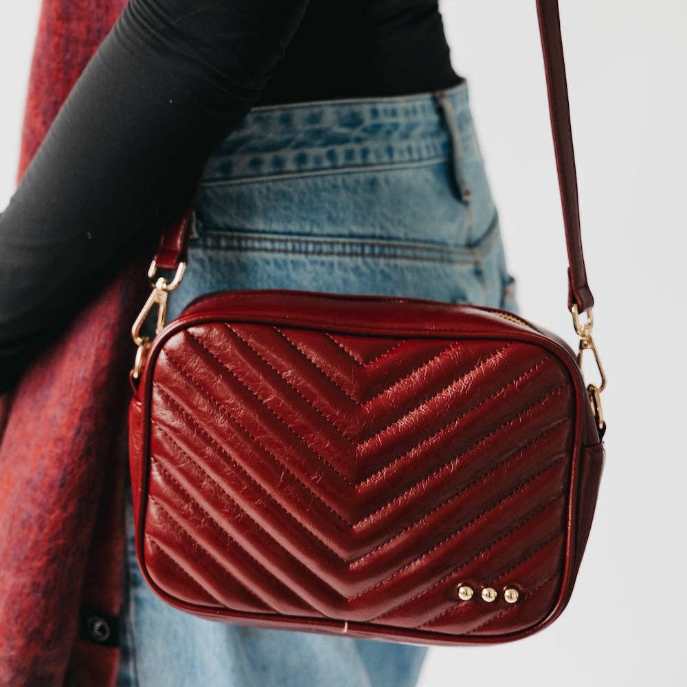 Coco Quilted Camera Crossbody Bag: Taupe