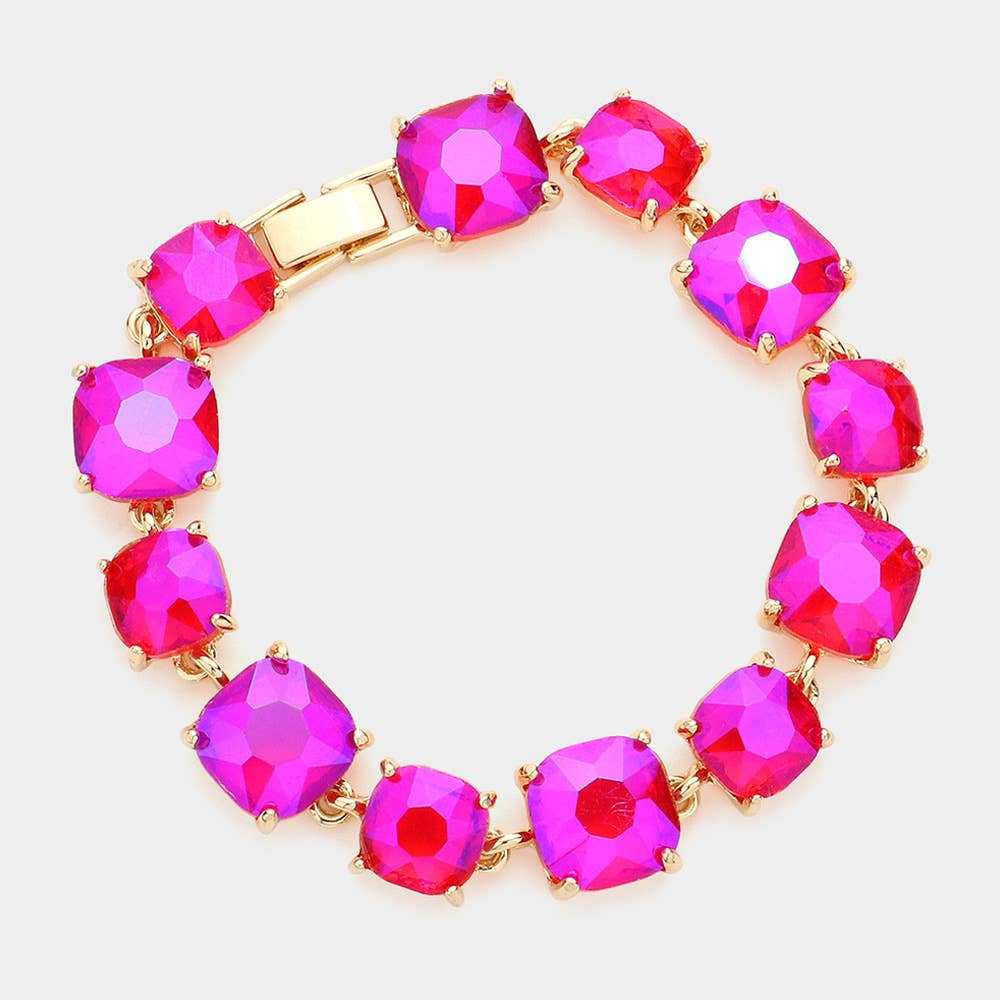 Cushion Square Stone Link Evening Bracelet: S-CL