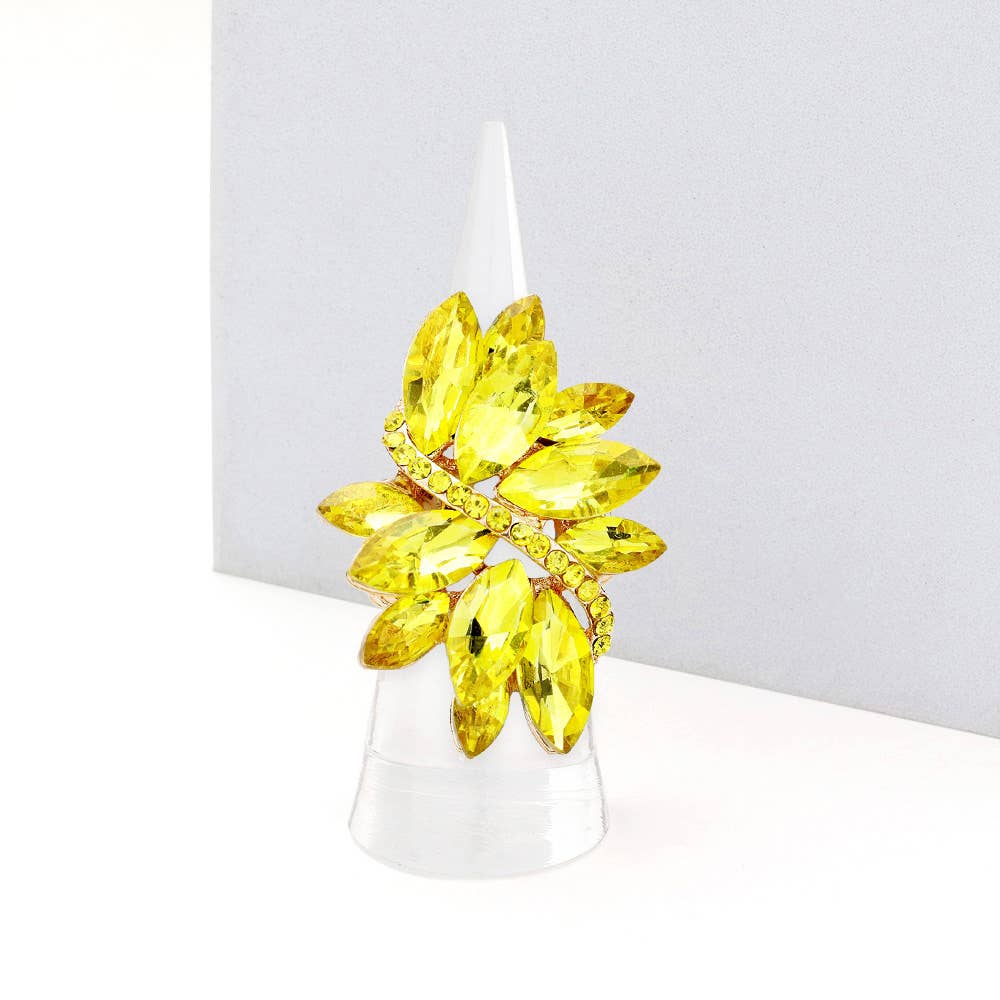Marquise Crystal Cluster Stretch Ring: Vitrail Medium
