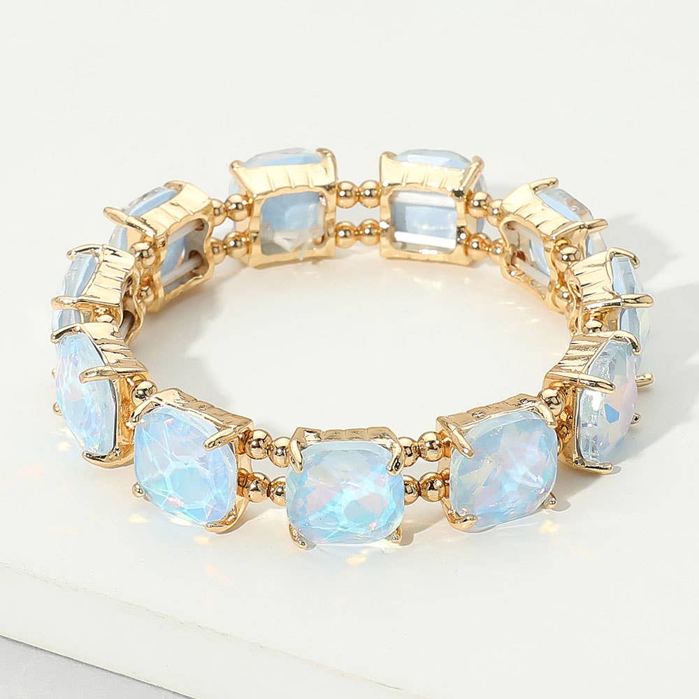 Cushion Square Stone Stretch Evening Bracelet: PBL