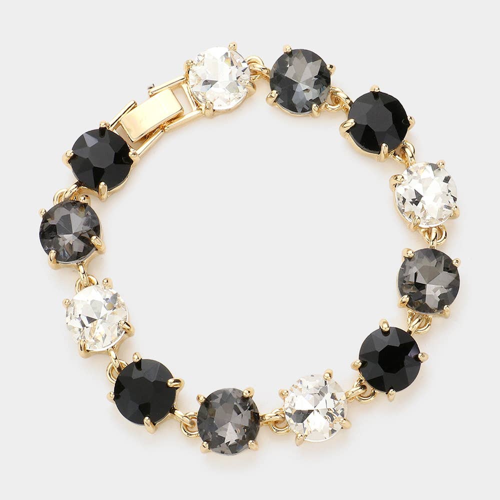 American USA Round Stone Link Evening Bracelet: AB,Multi