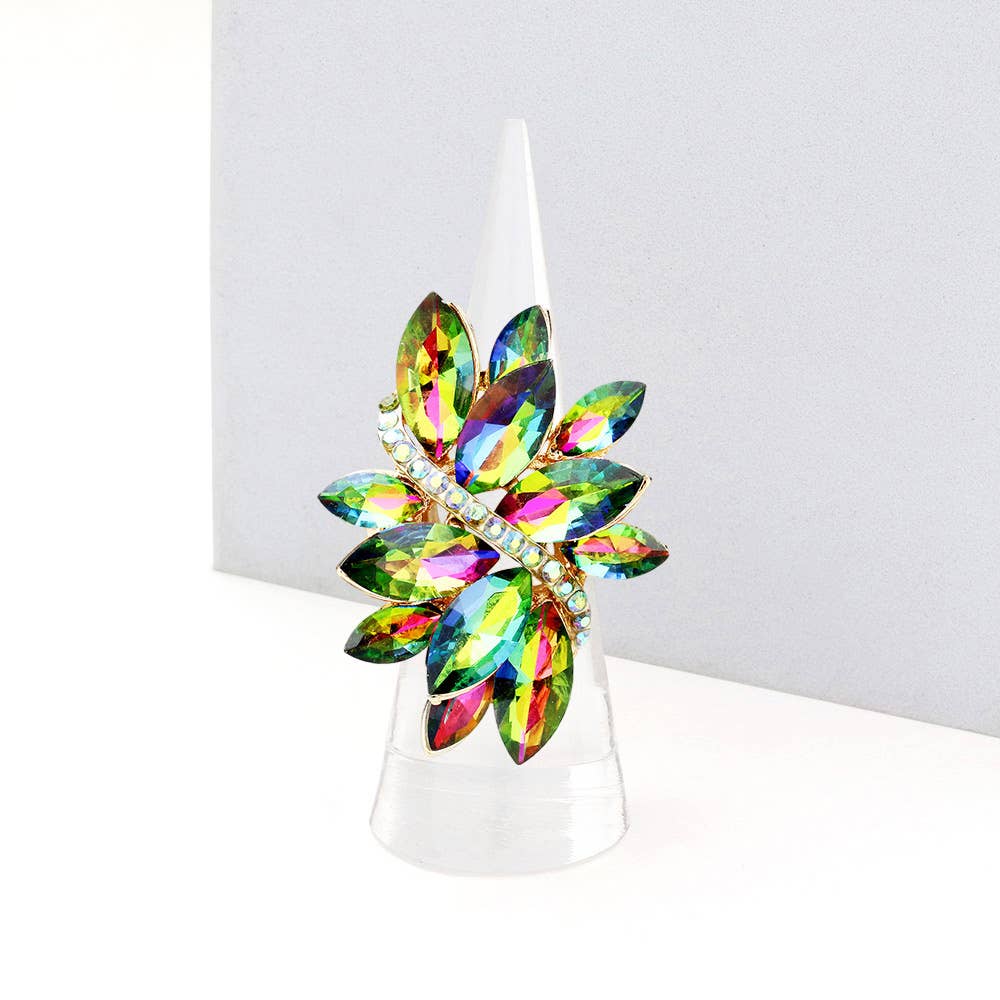 Marquise Crystal Cluster Stretch Ring: Vitrail Medium