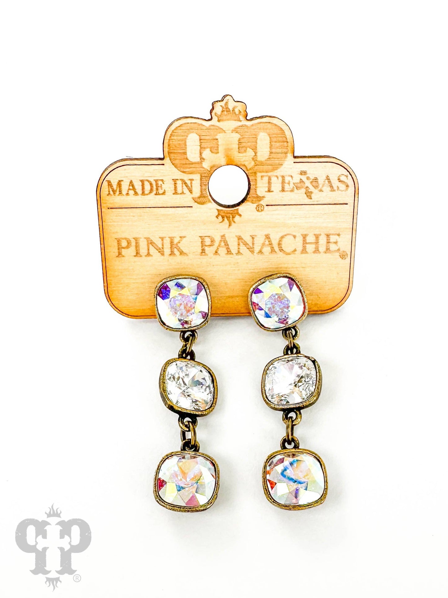 Triple Austrian crystal drop earring: Pink/Silver