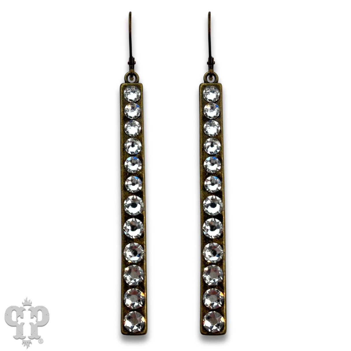 Sleek bar earring with Austrian crystals: White