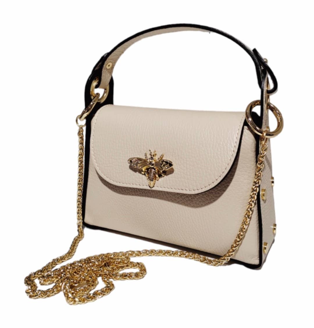 Maya Bumble Bee Leather Mini Crossbody  Bag JIJOU CAPRI: Silver