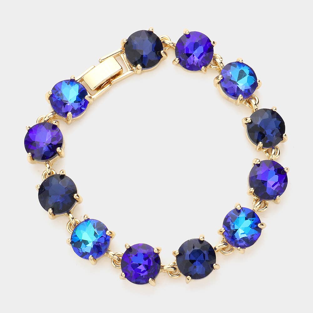 American USA Round Stone Link Evening Bracelet: AB,Multi