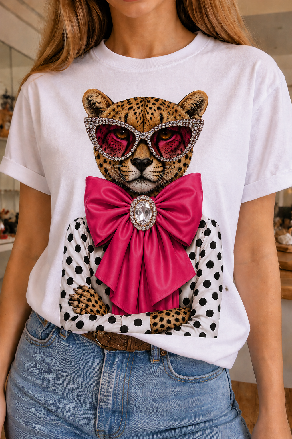 Pink Bow Leopard