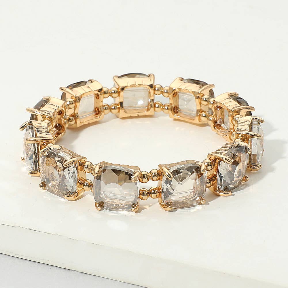 Cushion Square Stone Stretch Evening Bracelet: MU-AB
