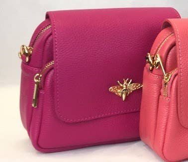 Bumble Bee Leather Crossbody  Bag JIJOU CAPRI: RED