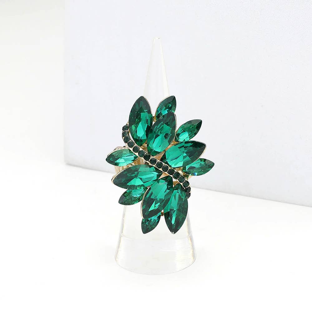 Marquise Crystal Cluster Stretch Ring: Vitrail Medium