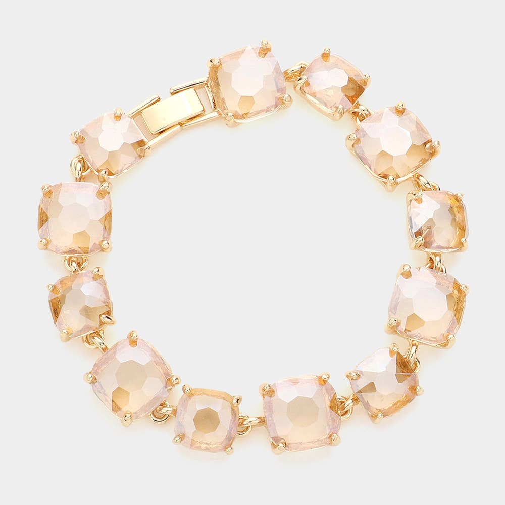 Cushion Square Stone Link Evening Bracelet: BL-AB