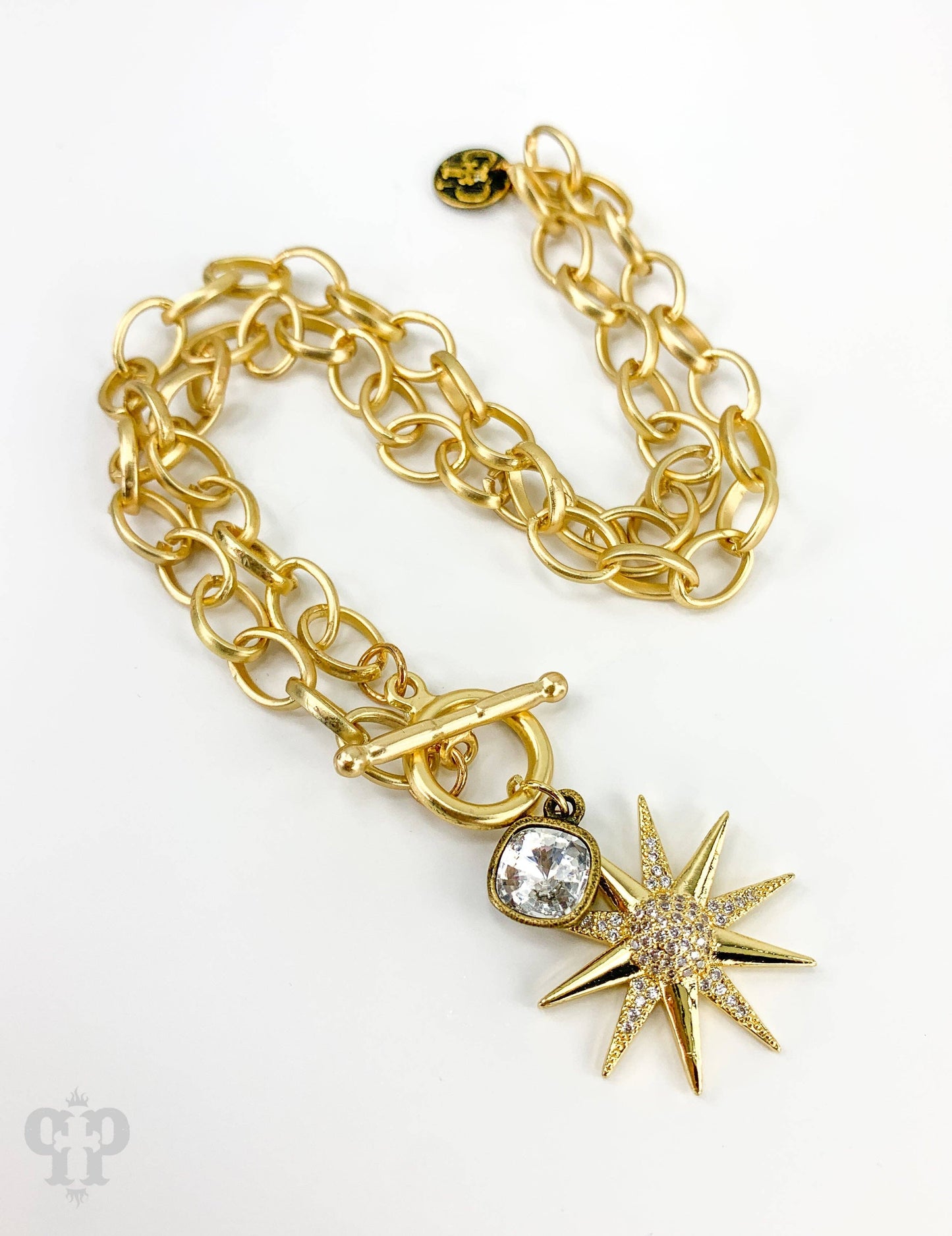 Starburst necklace with Austrian crystal: Gold