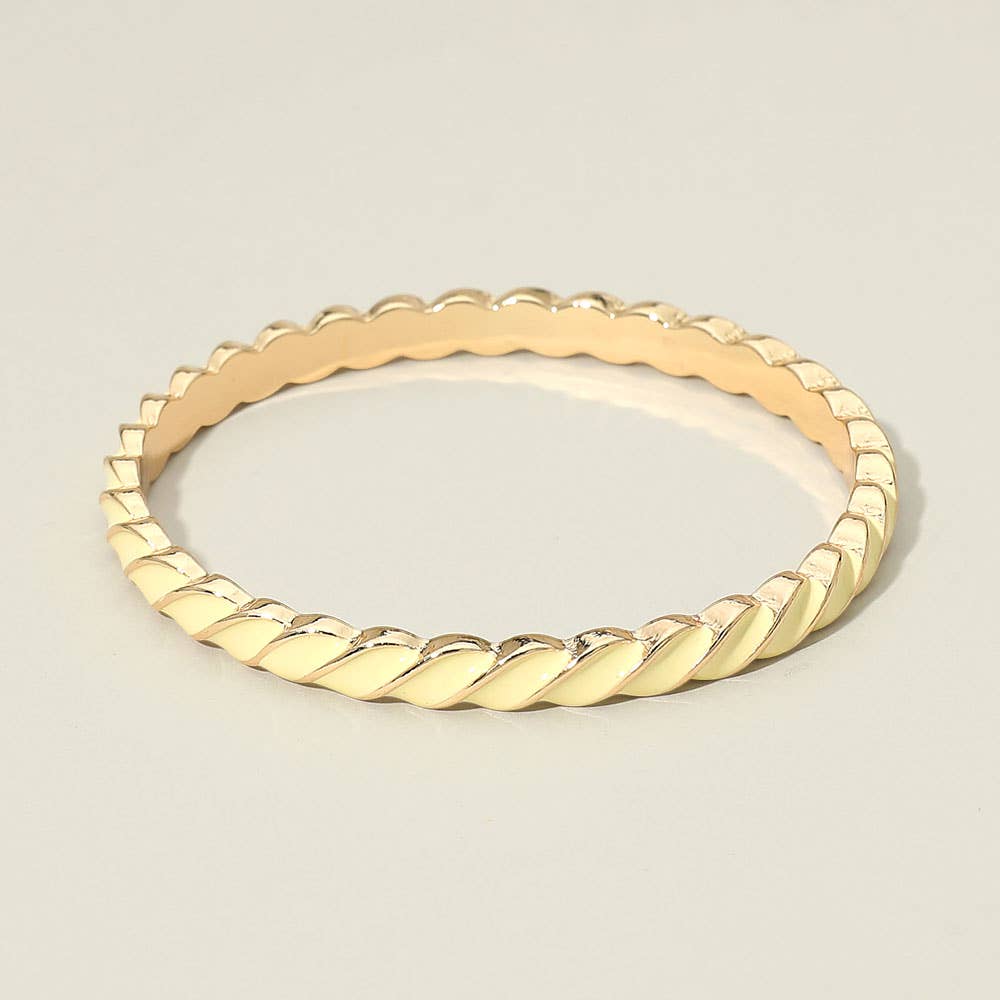 Enamel Inlay Twisted Hinged Bangle Bracelet: Gold,Light Blue