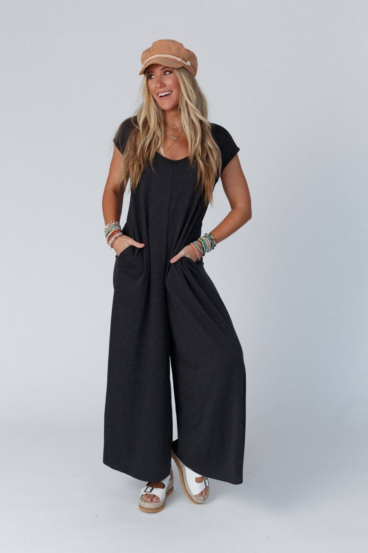 Daphne Scoop Neck Jumpsuit - Charcoal: S