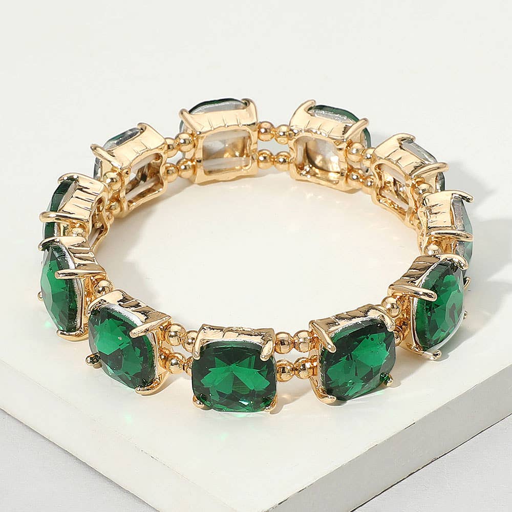 Cushion Square Stone Stretch Evening Bracelet: BLUE MULTI