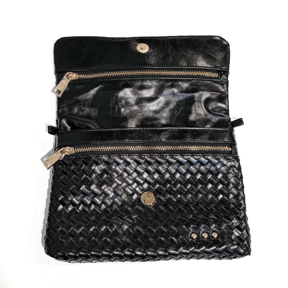 Wrenlee Woven Flap Crossbody: Brown