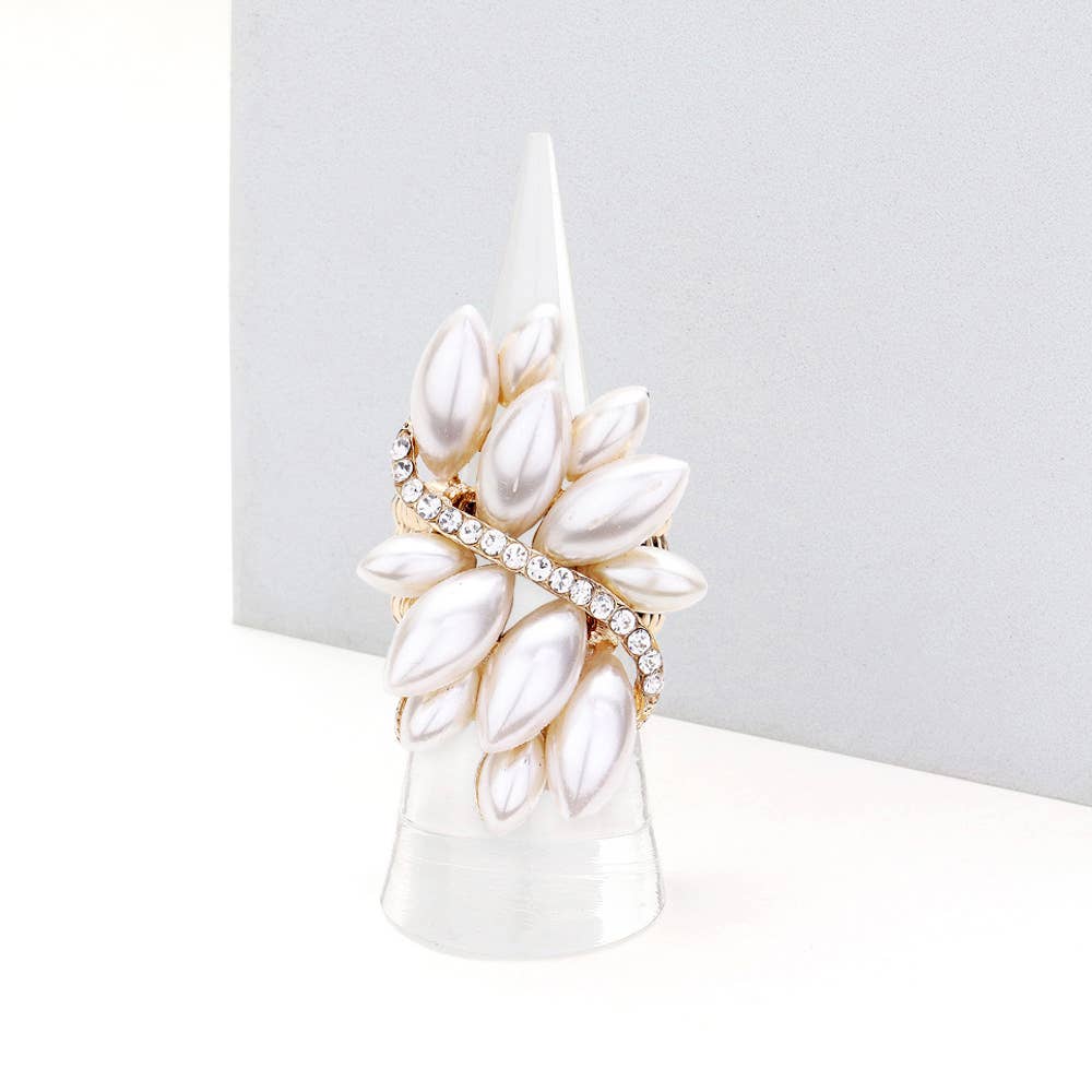 Marquise Crystal Cluster Stretch Ring: Vitrail Medium
