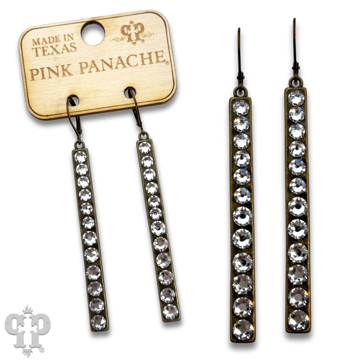 Sleek bar earring with Austrian crystals: White