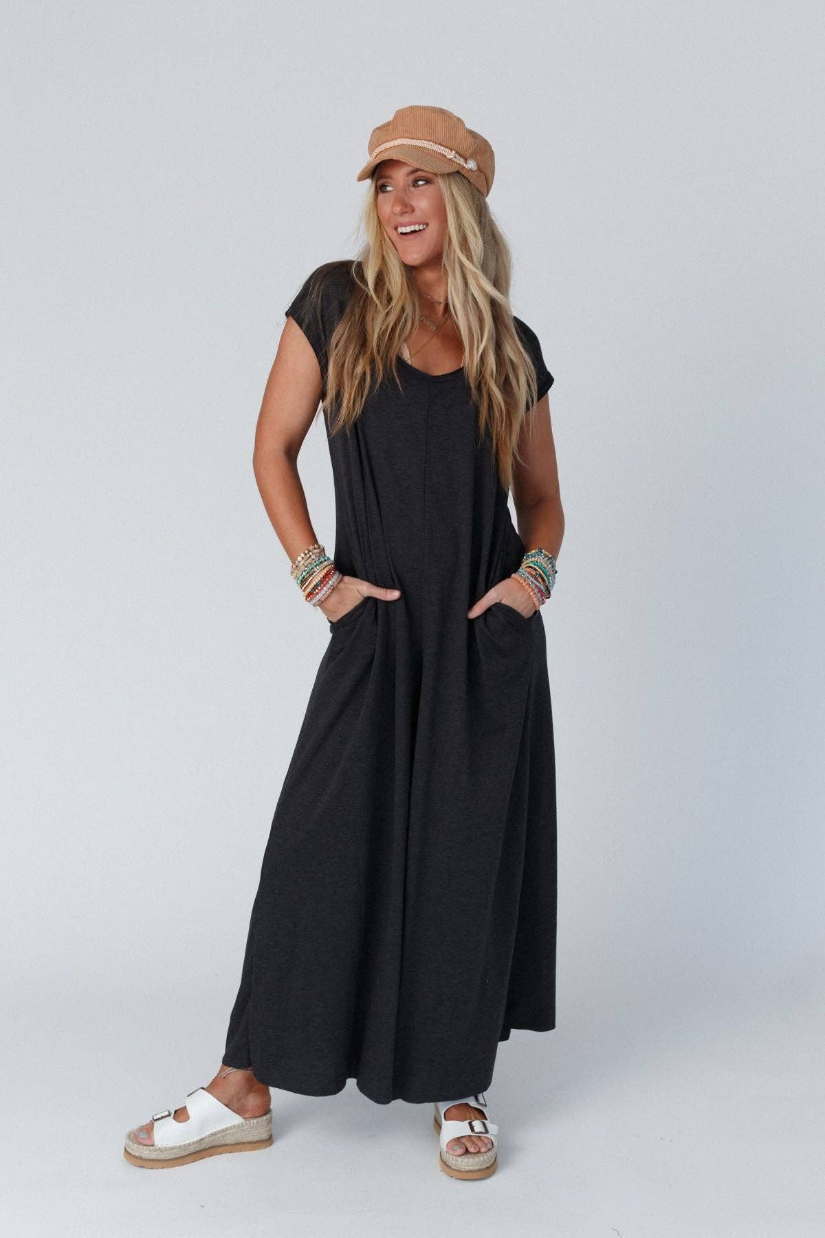 Daphne Scoop Neck Jumpsuit - Charcoal: S