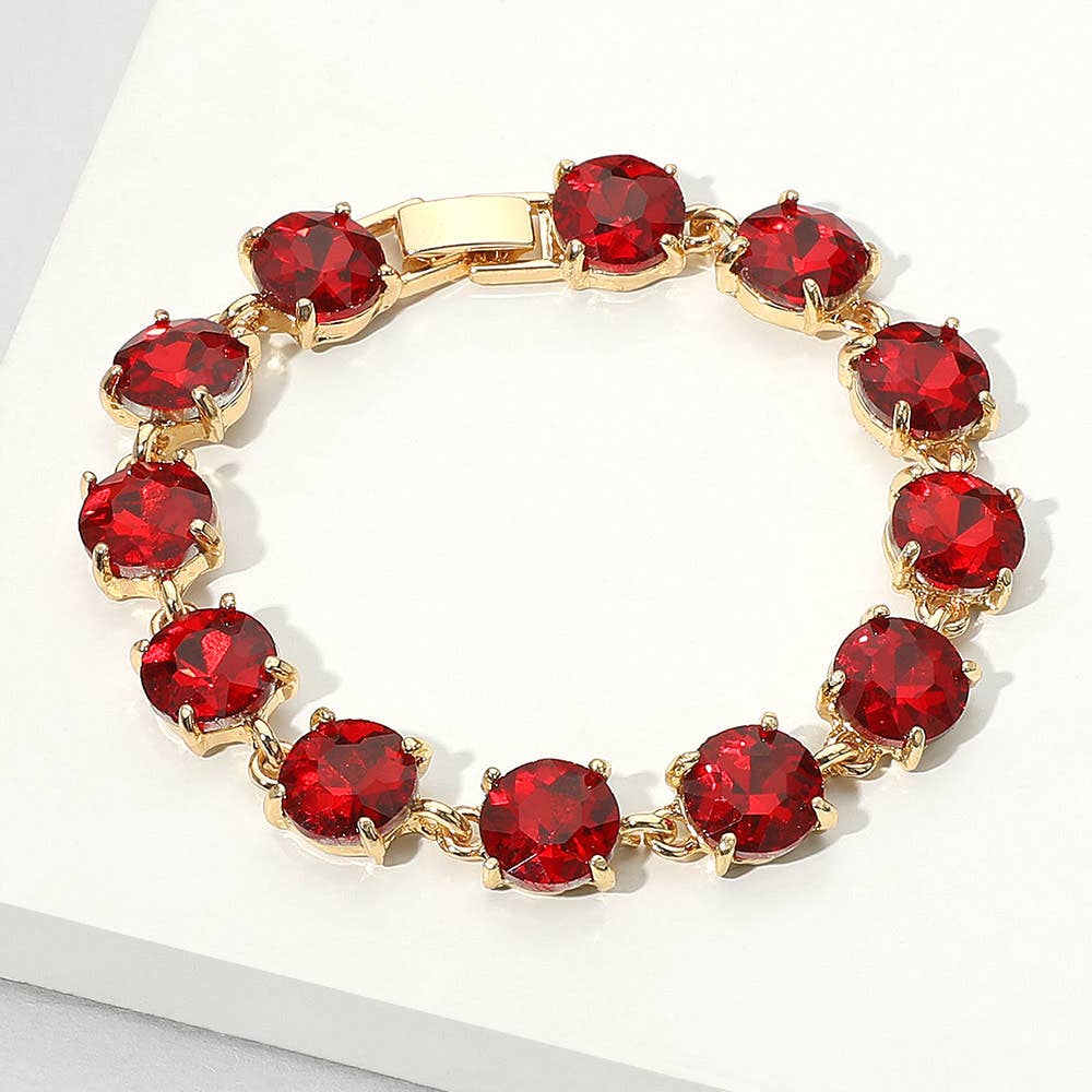 American USA Round Stone Link Evening Bracelet: AB,Multi