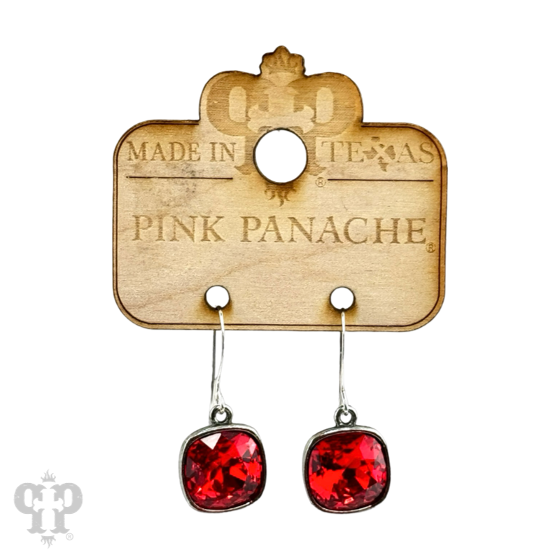 Austrian square crystal hook earring, 12mm: Clear/Bronze