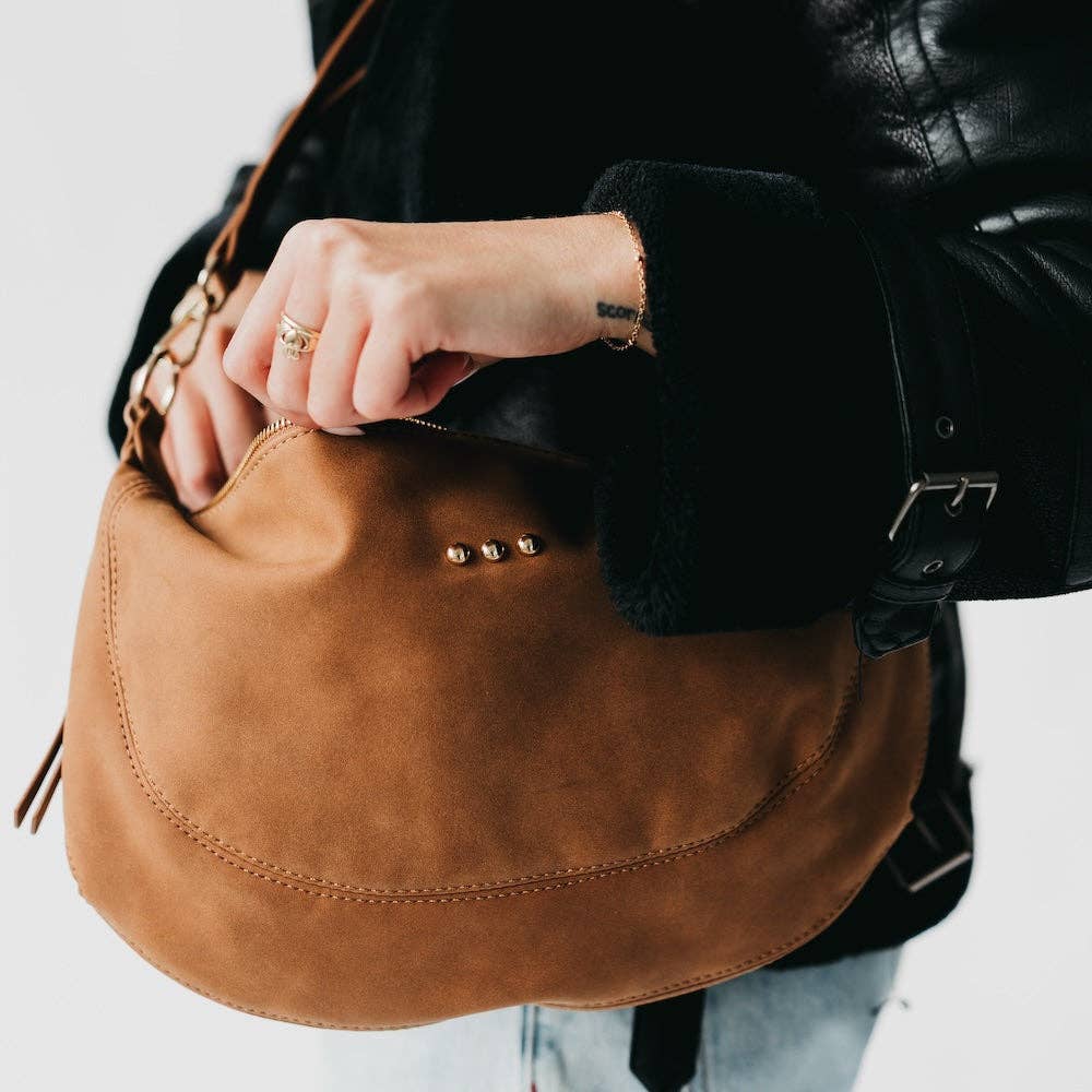 Netty Nubuck Crossbody: Black